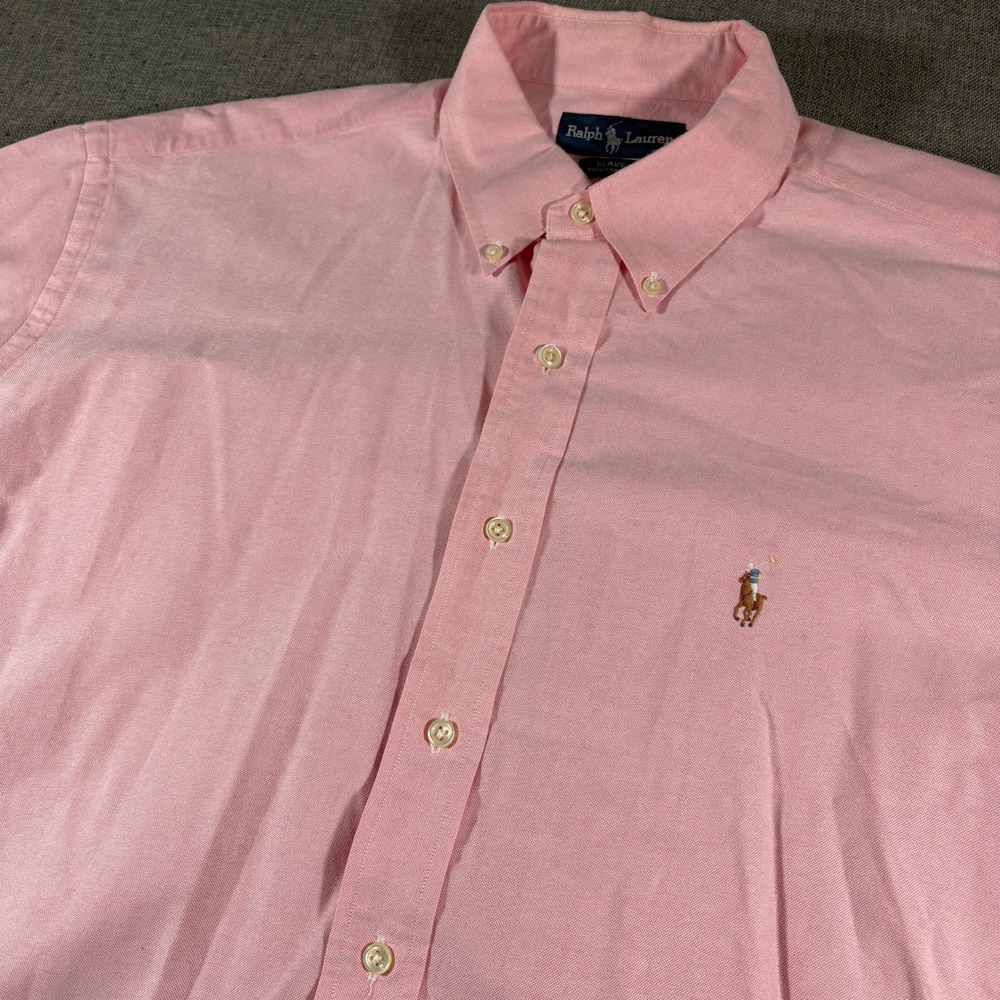 Ralph Lauren Button Down Mens XL Pink Blake Short Sleeve Oxford Cotton Shirt